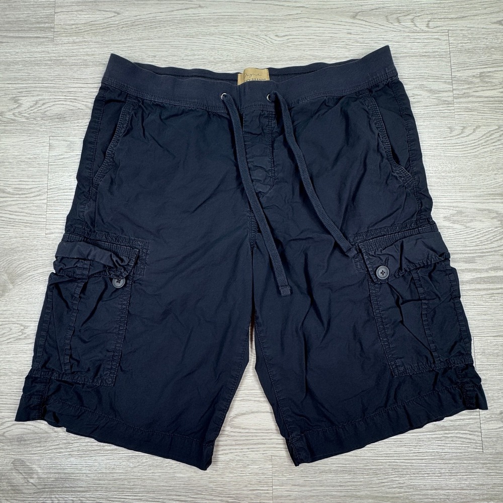 Lucky Brand Men's Cargo Shorts Navy Blue 31 Drawstring Cotton Pockets